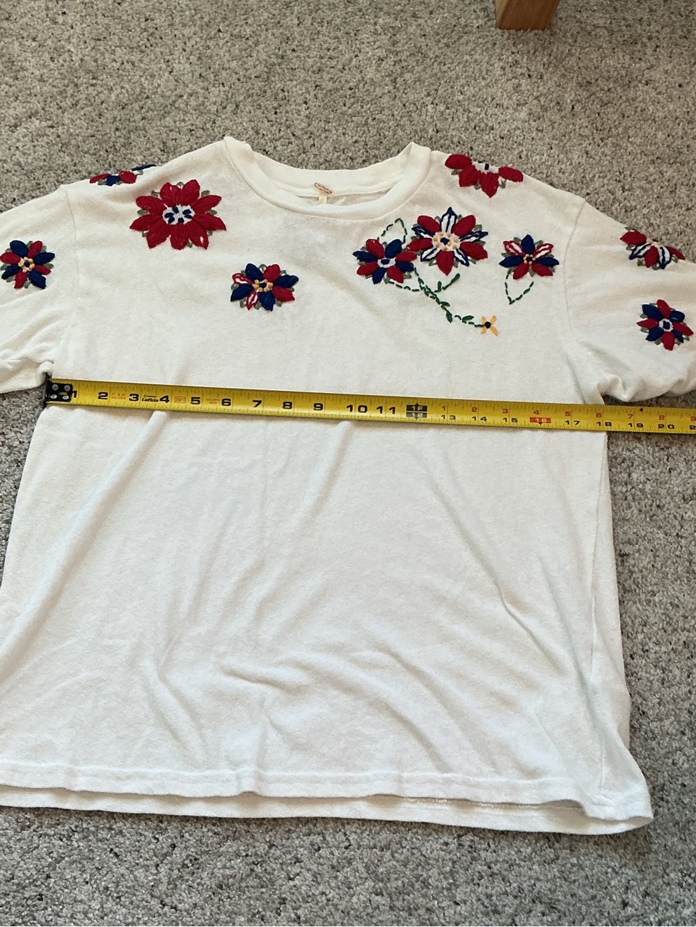 Free People Petal Stitch Short-Sleeve Tissue Embroidered Tee ~ Floral - Picture 7 of 10